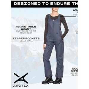 Insulated Ski Bib Snow Pants Blue Night Winter Snowboarding Gear